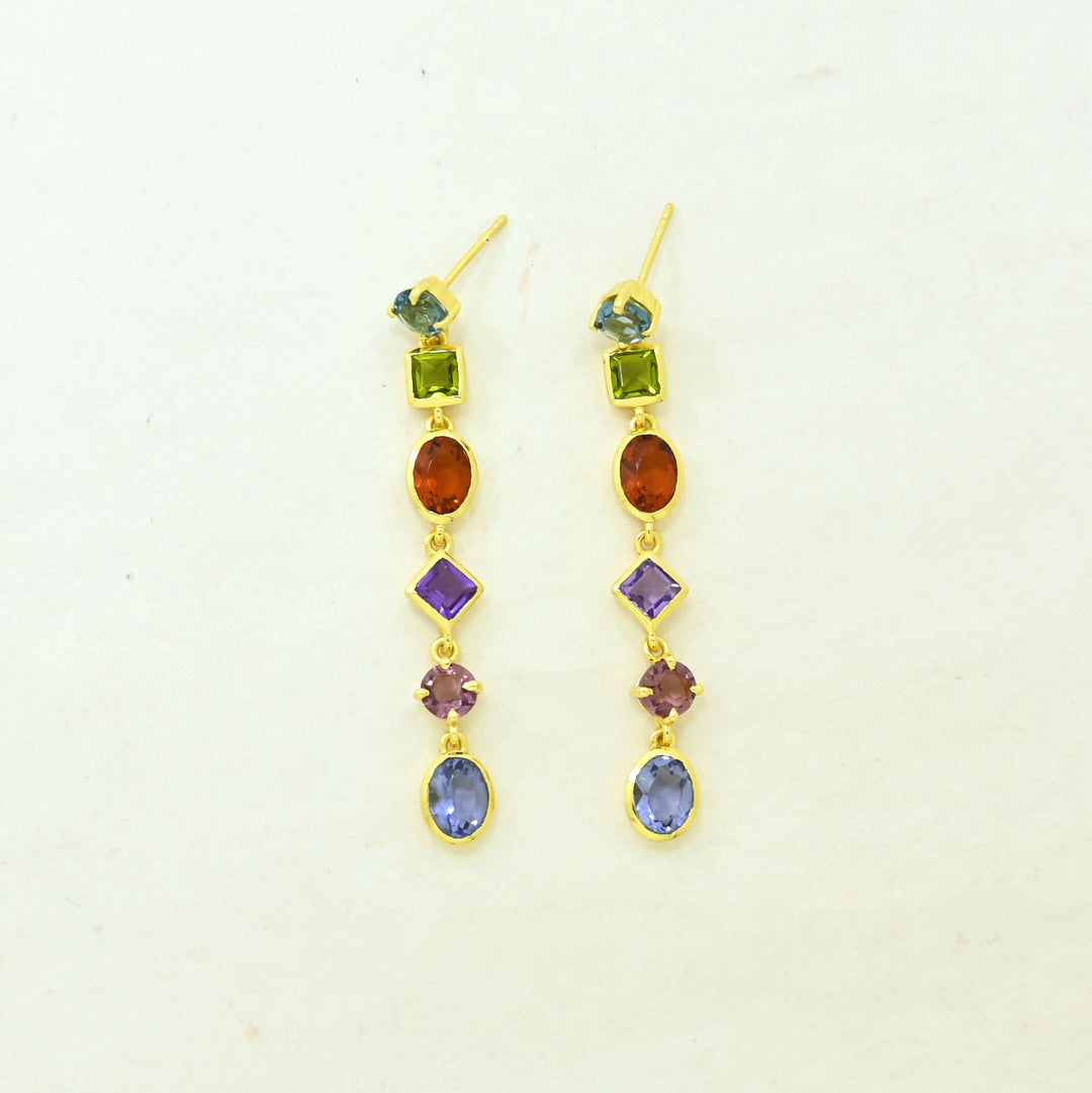 Emilia Earring Gold Plated - Multicolor Gemstones