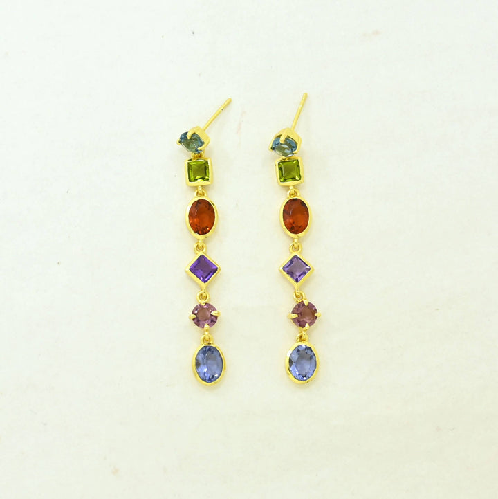 Emilia Earring Gold Plated - Multicolor Gemstones