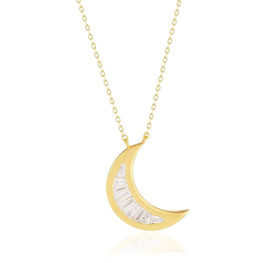 Baguette Moon Necklace - Meadow Collectivenecklace