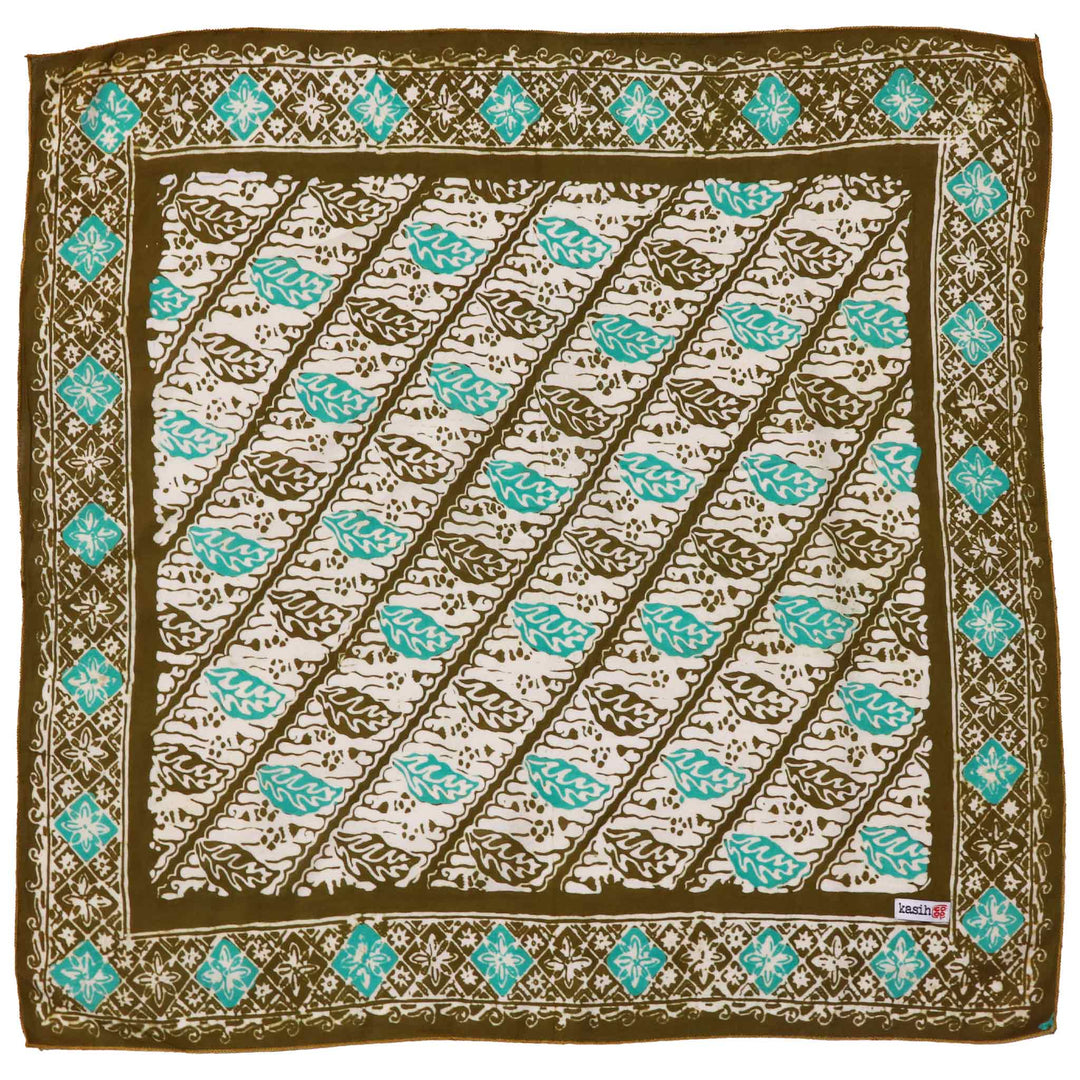 Batik Bandana, 100% Cotton, Leaf Lovers, Green, New, Drawn - Meadow Collectivebandana