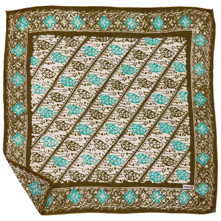 Batik Bandana, 100% Cotton, Leaf Lovers, Green, New, Drawn - Meadow Collectivebandana
