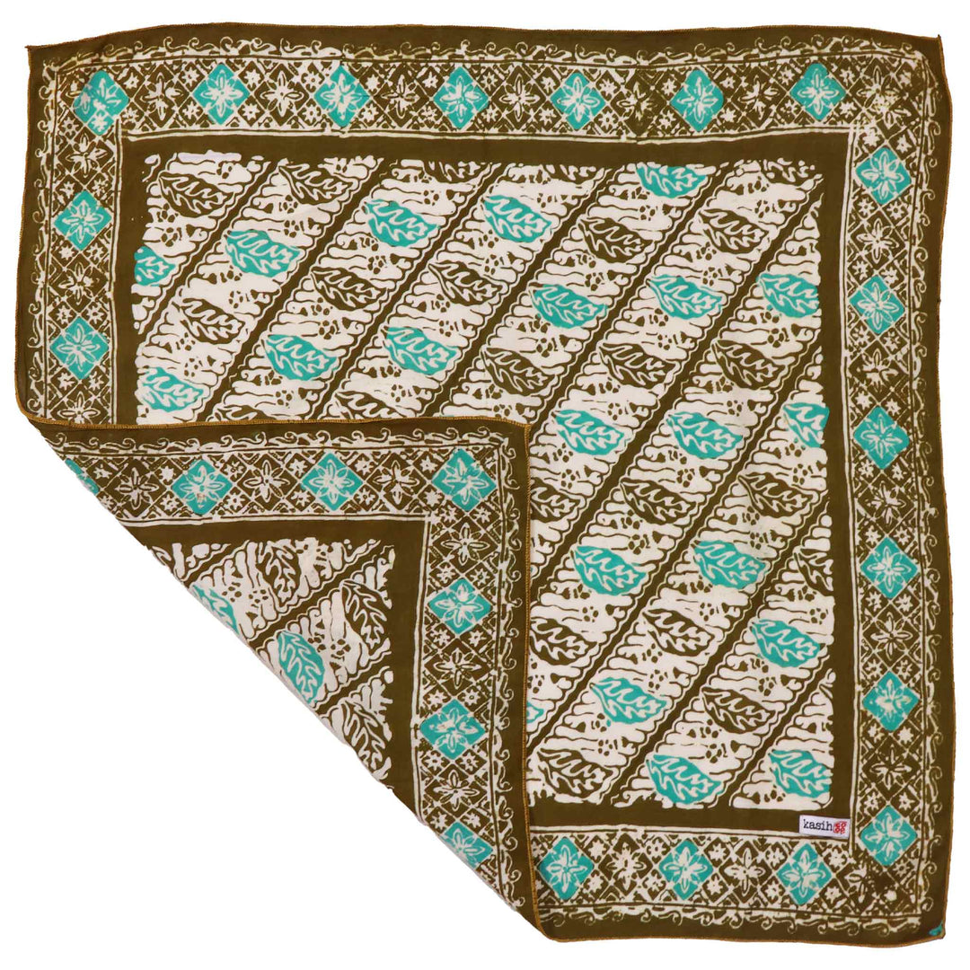 Batik Bandana, 100% Cotton, Leaf Lovers, Green, New, Drawn - Meadow Collectivebandana