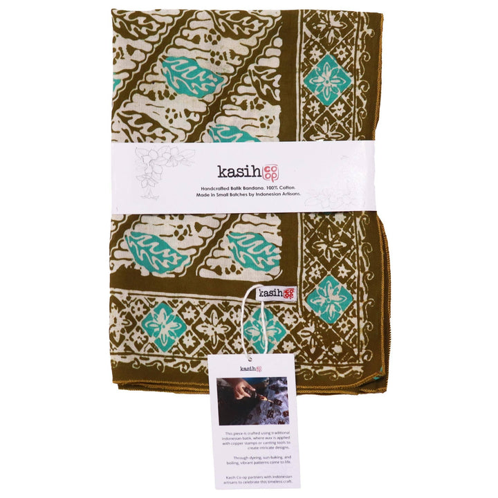 Batik Bandana, 100% Cotton, Leaf Lovers, Green, New, Drawn - Meadow Collectivebandana