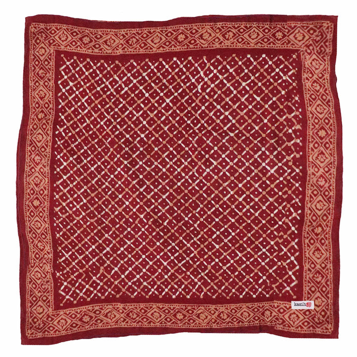Batik Bandana - Soft Lightweight Cotton, Crimson Cross, Red - Meadow Collectivebandana