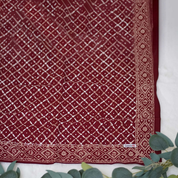 Batik Bandana - Soft Lightweight Cotton, Crimson Cross, Red - Meadow Collectivebandana