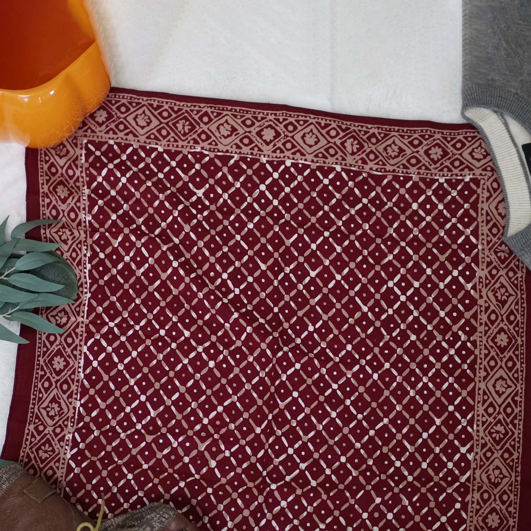 Batik Bandana - Soft Lightweight Cotton, Crimson Cross, Red - Meadow Collectivebandana