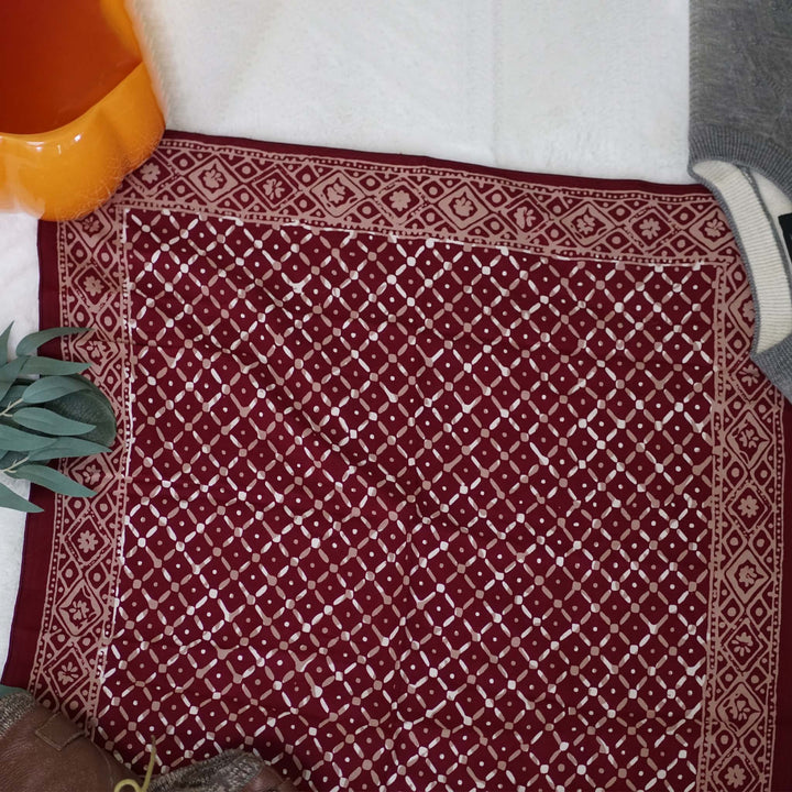 Batik Bandana - Soft Lightweight Cotton, Crimson Cross, Red - Meadow Collectivebandana