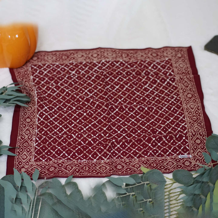 Batik Bandana - Soft Lightweight Cotton, Crimson Cross, Red - Meadow Collectivebandana