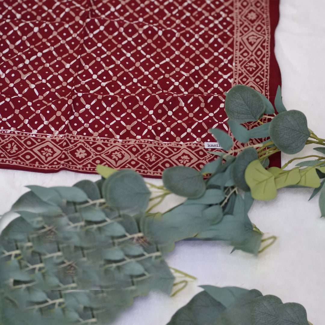 Batik Bandana - Soft Lightweight Cotton, Crimson Cross, Red - Meadow Collectivebandana