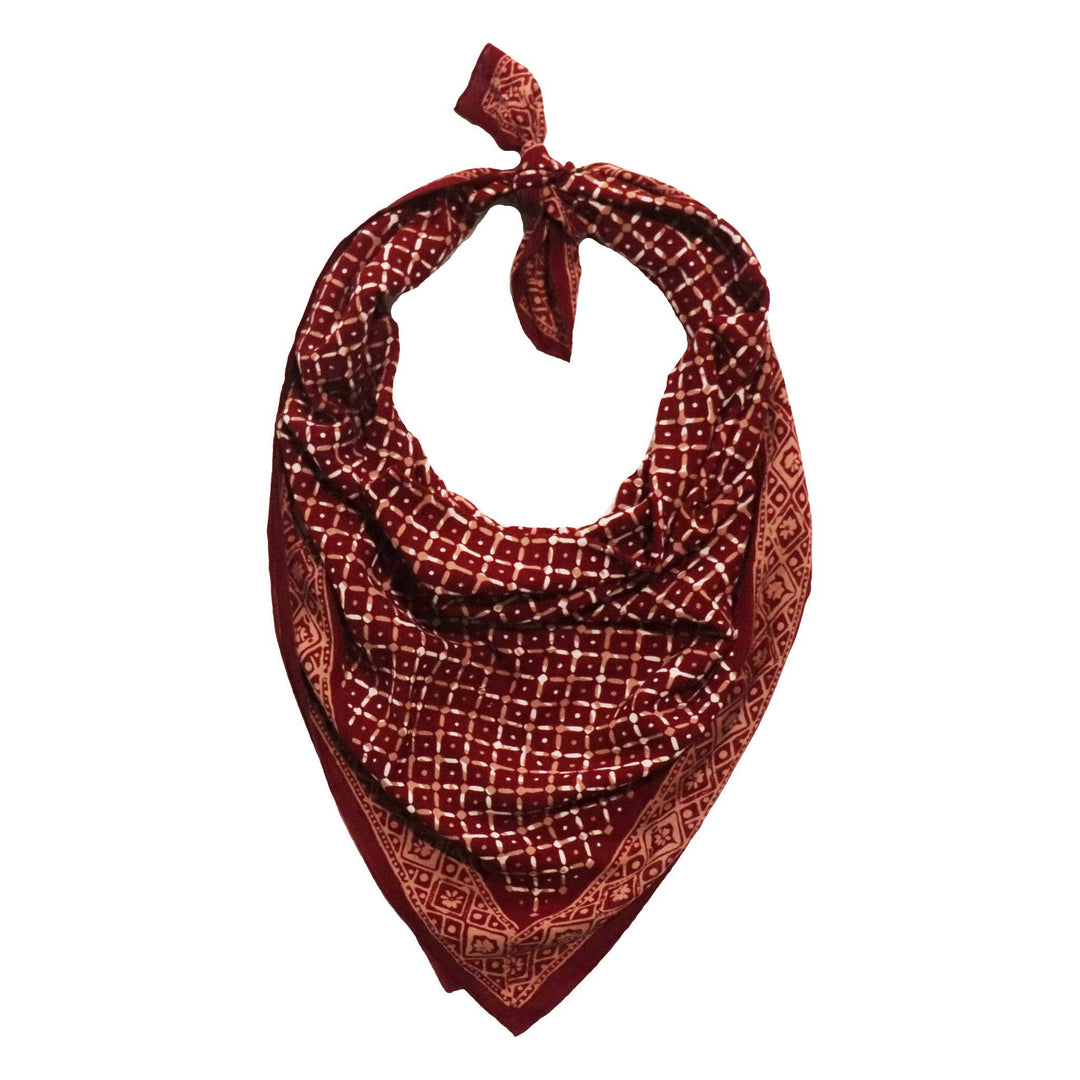 Batik Bandana - Soft Lightweight Cotton, Crimson Cross, Red - Meadow Collectivebandana