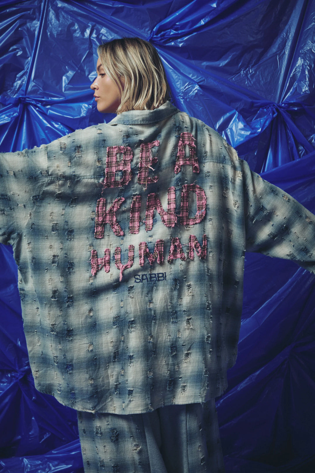 Sabbi Be a Kind Human Oversized Shirt - Blue