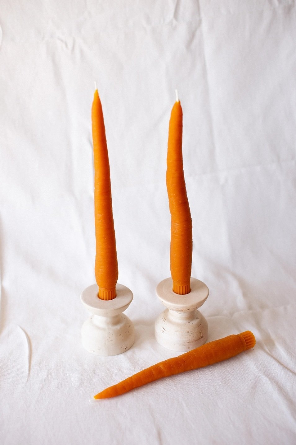 Beeswax Carrot Taper Candle Pair - 2 - Meadow Collective