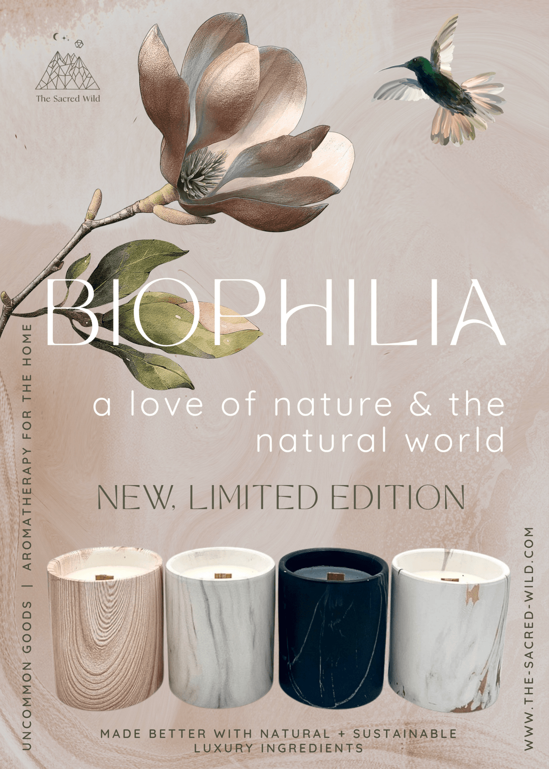 Biophilia: Beautiful Wood/Ceramic Hinoki Scented Candle - Meadow Collectivecandle