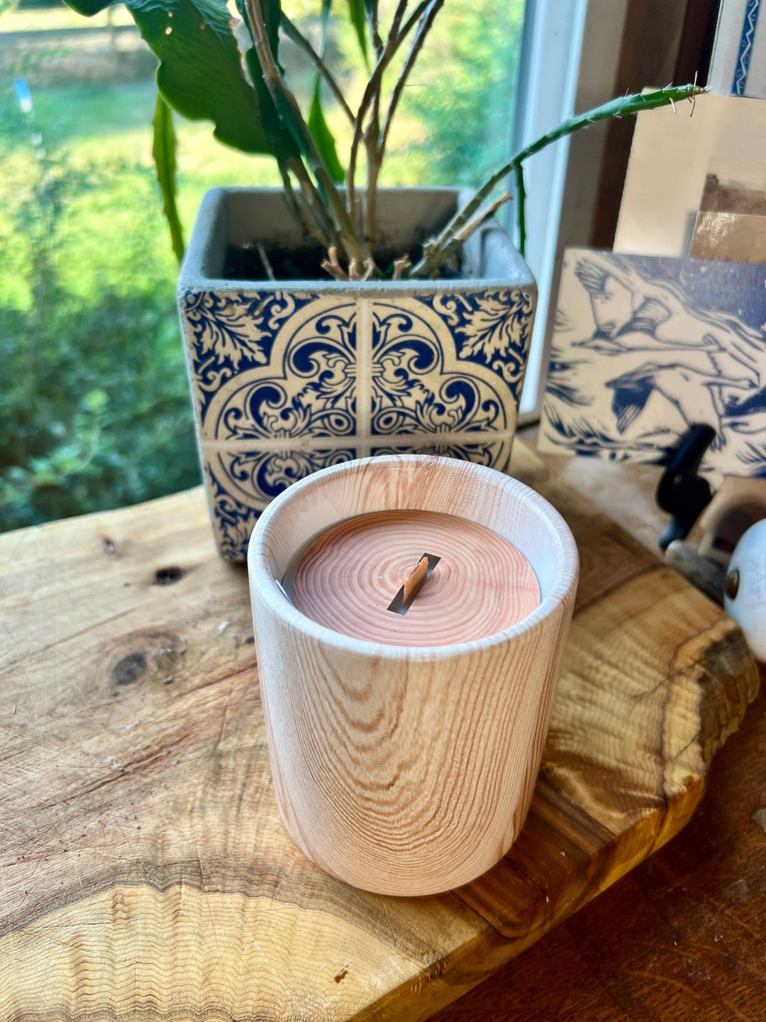 Biophilia: Beautiful Wood/Ceramic Hinoki Scented Candle - Meadow Collectivecandle