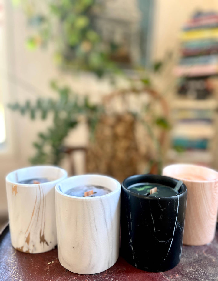 Biophilia: Beautiful Wood/Ceramic Hinoki Scented Candle - Meadow Collectivecandle