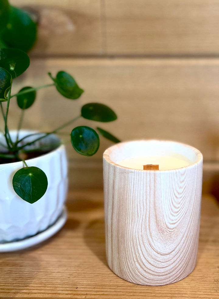 Biophilia: Beautiful Wood/Ceramic Hinoki Scented Candle - Meadow Collectivecandle