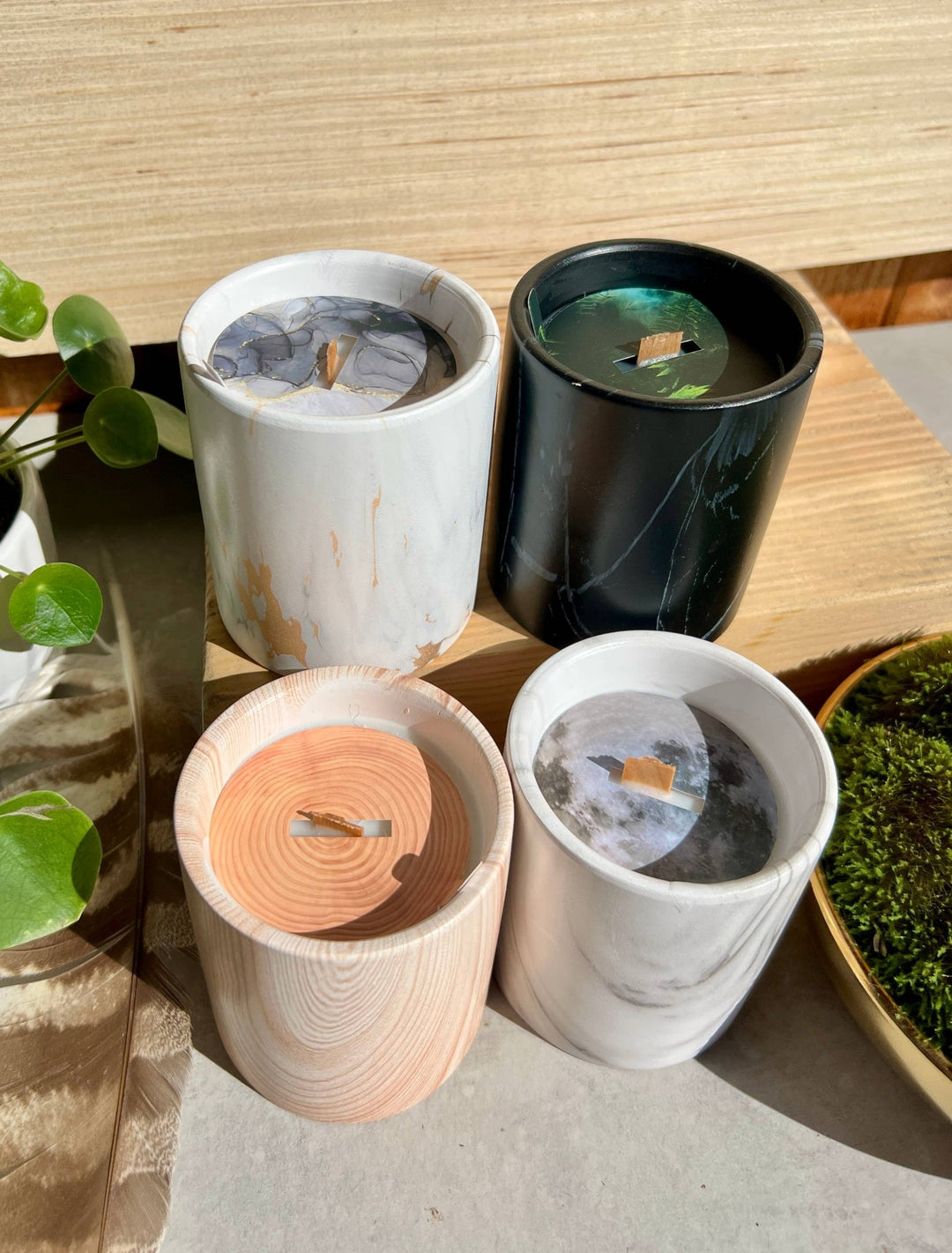 Biophilia: Beautiful Wood/Ceramic Hinoki Scented Candle - Meadow Collectivecandle