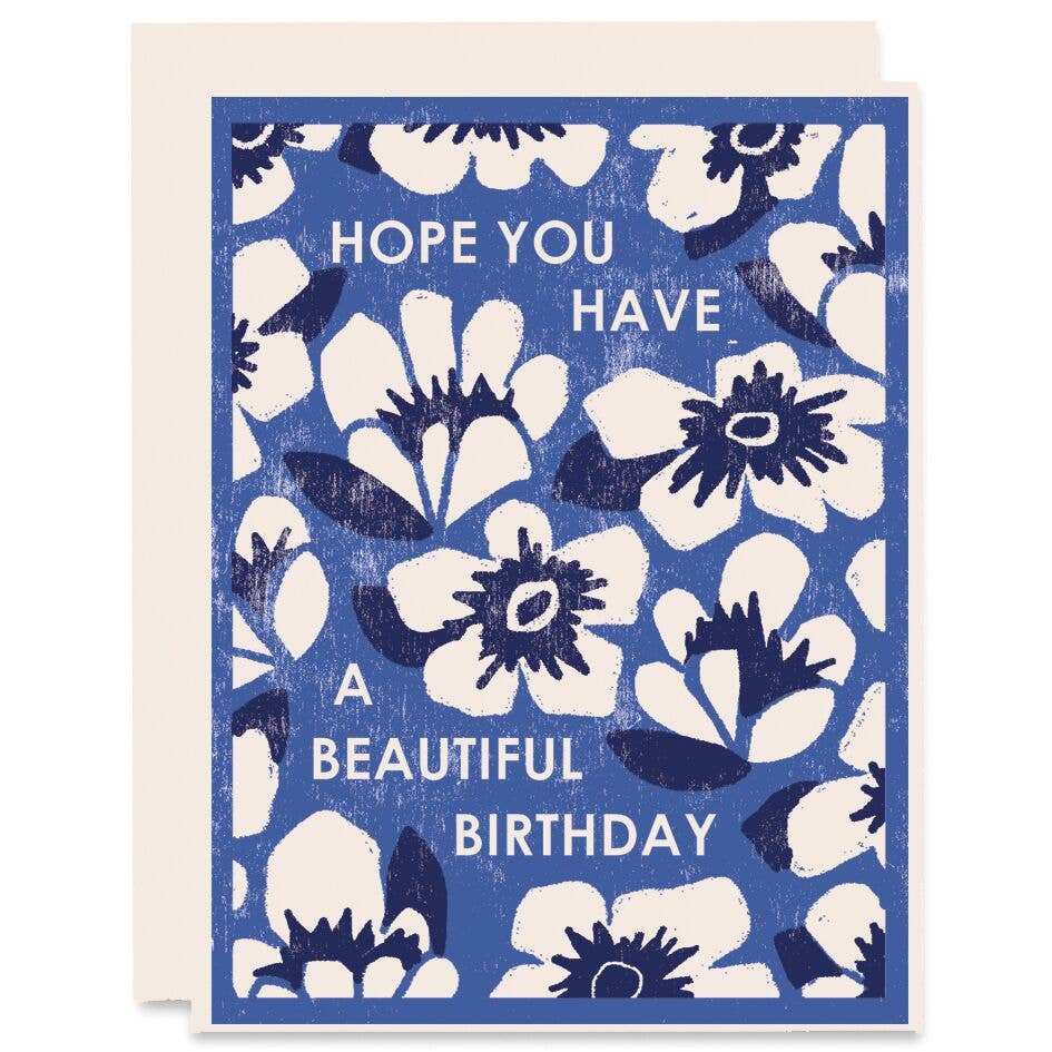 Blue Floral Garden Beautiful Birthday Card - Meadow Collectivebirthday card