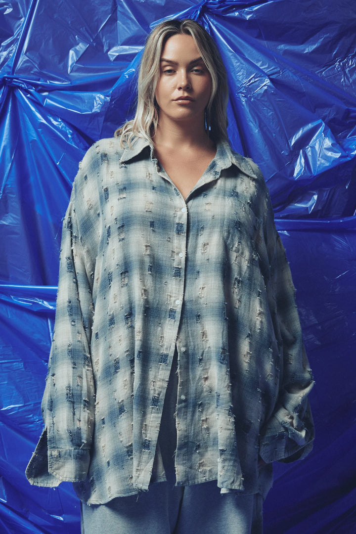 Sabbi Be a Kind Human Oversized Shirt - Blue