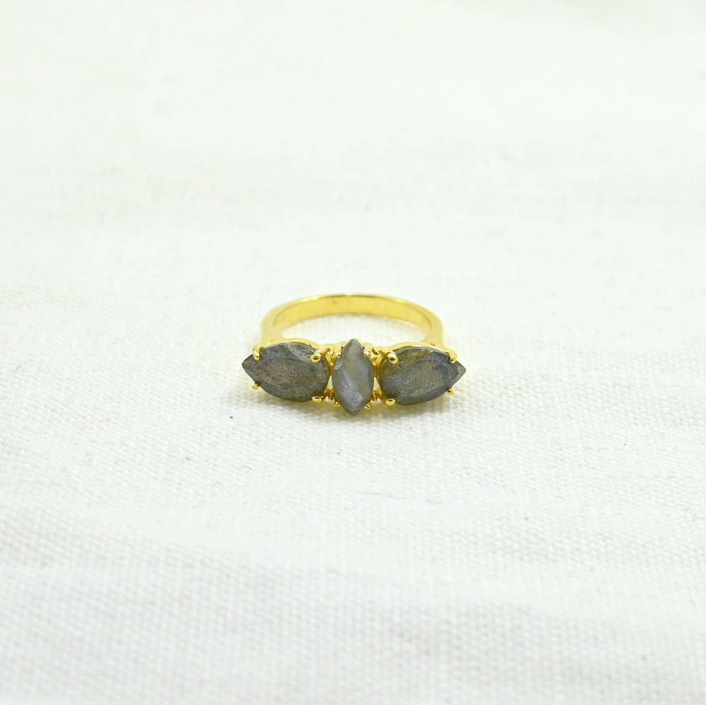 Boho Ring Gold Silver 925 - Labradorite - Meadow Collectivering