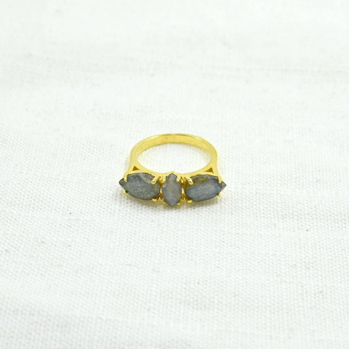 Boho Ring Gold Silver 925 - Labradorite - Meadow Collectivering