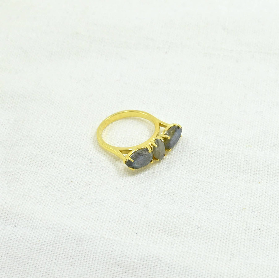 Boho Ring Gold Silver 925 - Labradorite - Meadow Collectivering