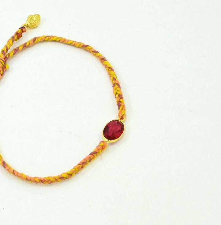 Braided Bracelet Gold Plated Golden String - Pink Tourmaline - Meadow Collectivebracelets