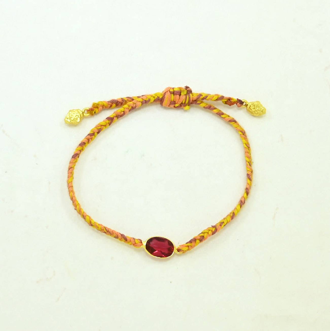 Braided Bracelet Gold Plated Golden String - Pink Tourmaline - Meadow Collectivebracelets