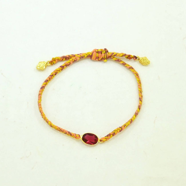 Braided Bracelet Gold Plated Golden String - Pink Tourmaline - Meadow Collectivebracelets
