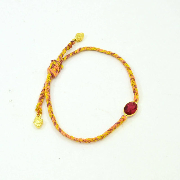 Braided Bracelet Gold Plated Golden String - Pink Tourmaline - Meadow Collectivebracelets
