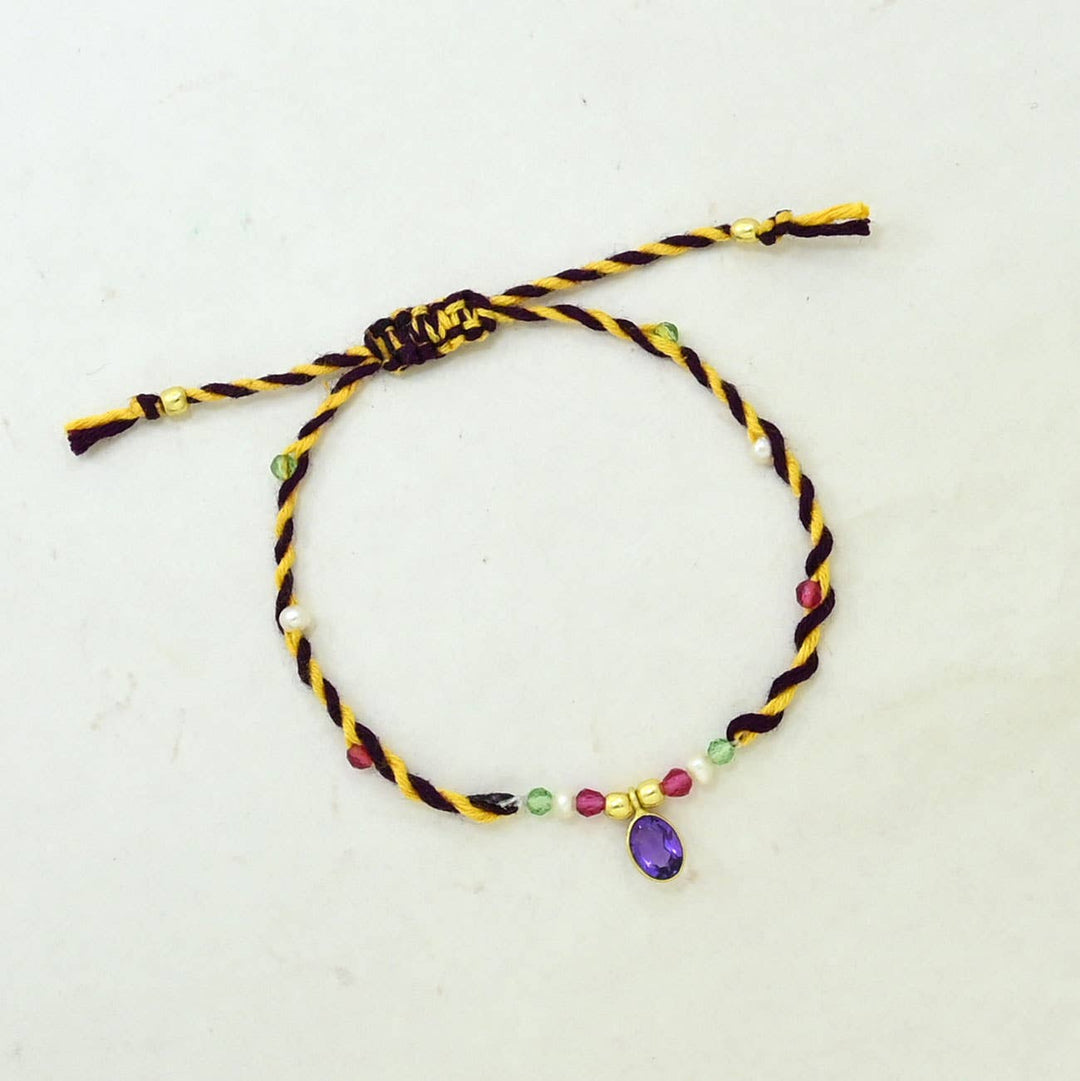 Braided Bracelet Gold Plated - Purple Amethyst - Meadow Collectivebracelet