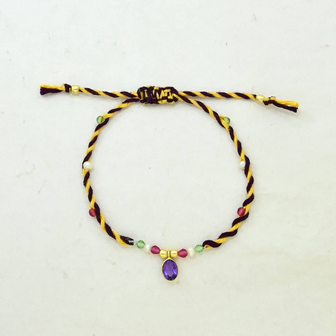 Braided Bracelet Gold Plated - Purple Amethyst - Meadow Collectivebracelet