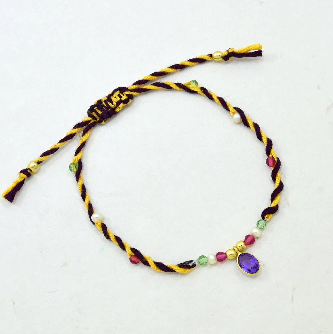 Braided Bracelet Gold Plated - Purple Amethyst - Meadow Collectivebracelet