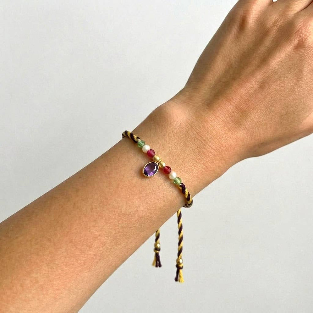 Braided Bracelet Gold Plated - Purple Amethyst - Meadow Collectivebracelet