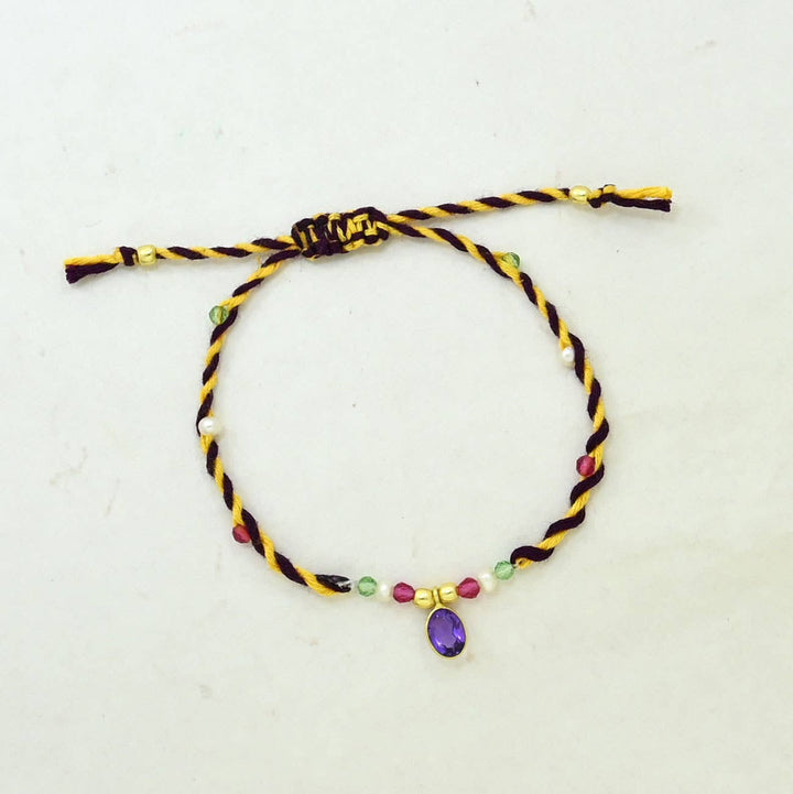 Braided Bracelet Gold Plated - Purple Amethyst - Meadow Collectivebracelet