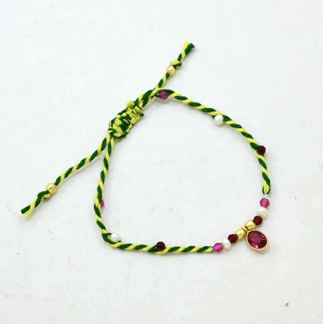 Braided Bracelet - Pink Tourmaline &amp; Pearl - Meadow Collectivebracelet