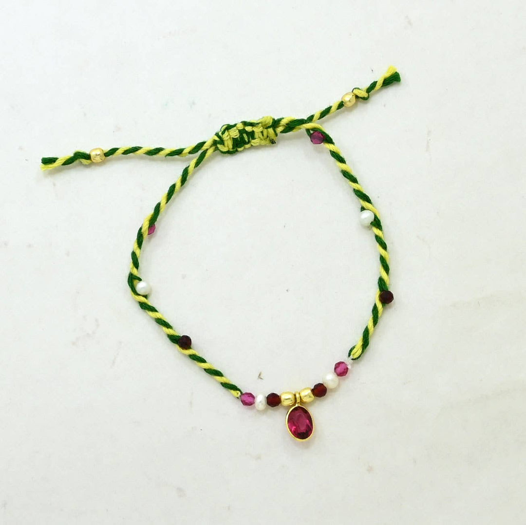 Braided Bracelet - Pink Tourmaline &amp; Pearl - Meadow Collectivebracelet