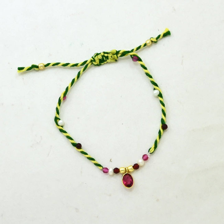 Braided Bracelet - Pink Tourmaline &amp; Pearl - Meadow Collectivebracelet