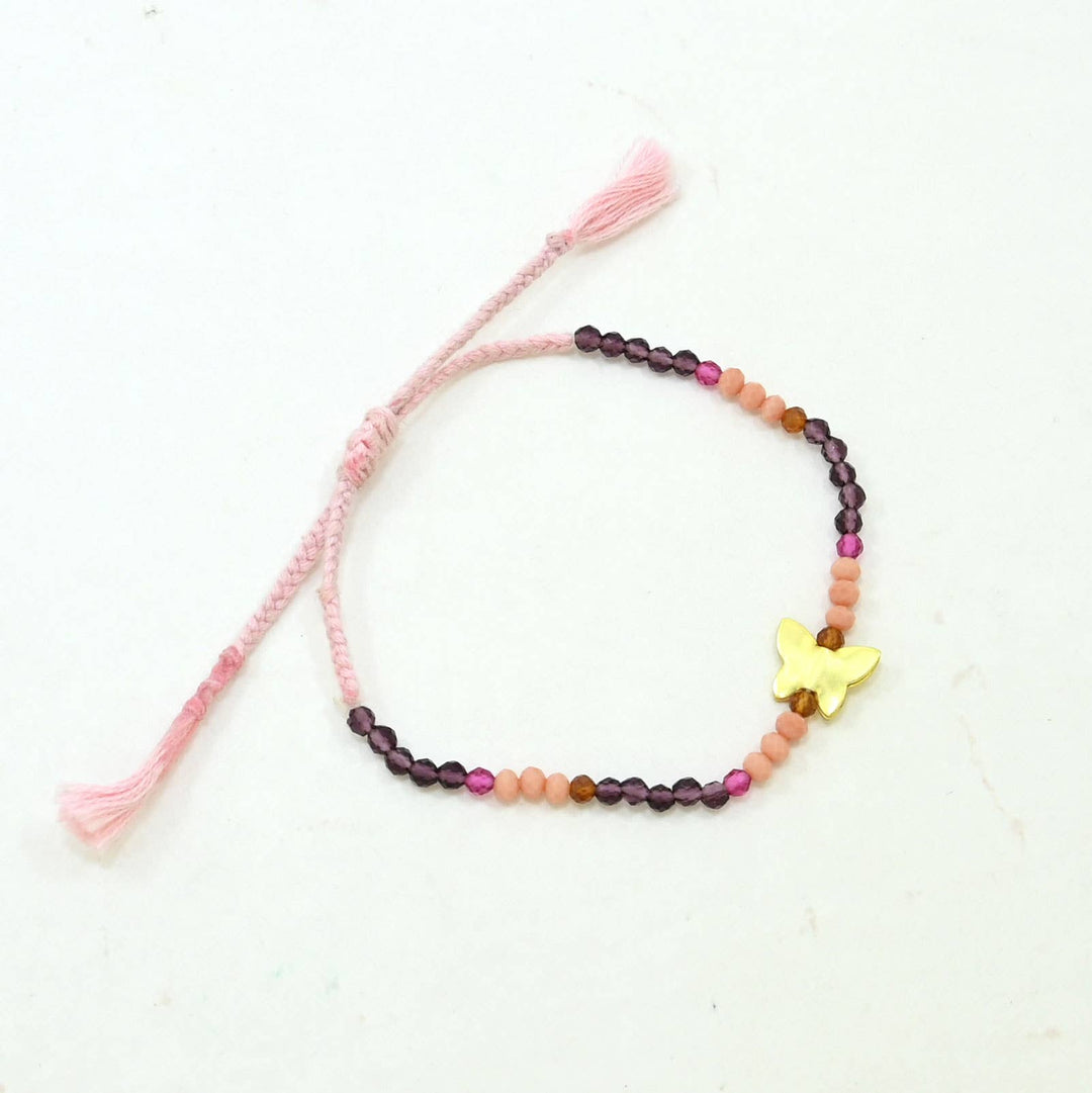 Braided Bracelet - Rhodolite &amp; Peach Moonstone - Meadow Collectivebracelet
