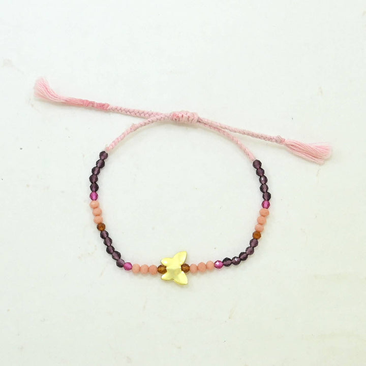 Braided Bracelet - Rhodolite &amp; Peach Moonstone - Meadow Collectivebracelet