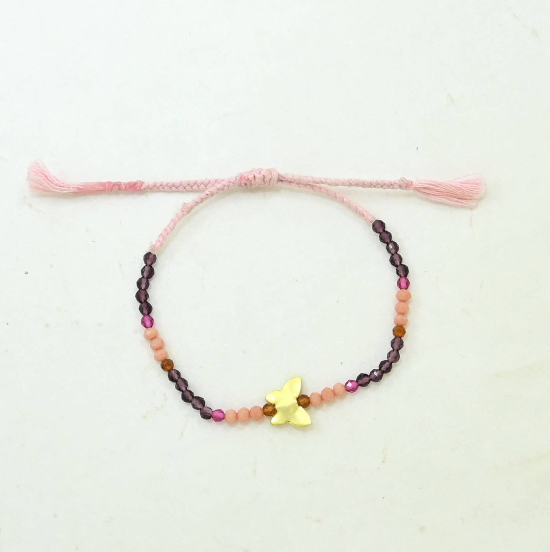 Braided Bracelet - Rhodolite &amp; Peach Moonstone - Meadow Collectivebracelet