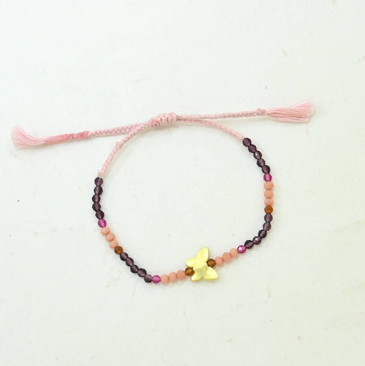 Braided Bracelet - Rhodolite &amp; Peach Moonstone - Meadow Collectivebracelet