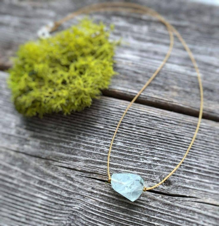 Aquamarine Freeform Gemstone Necklace