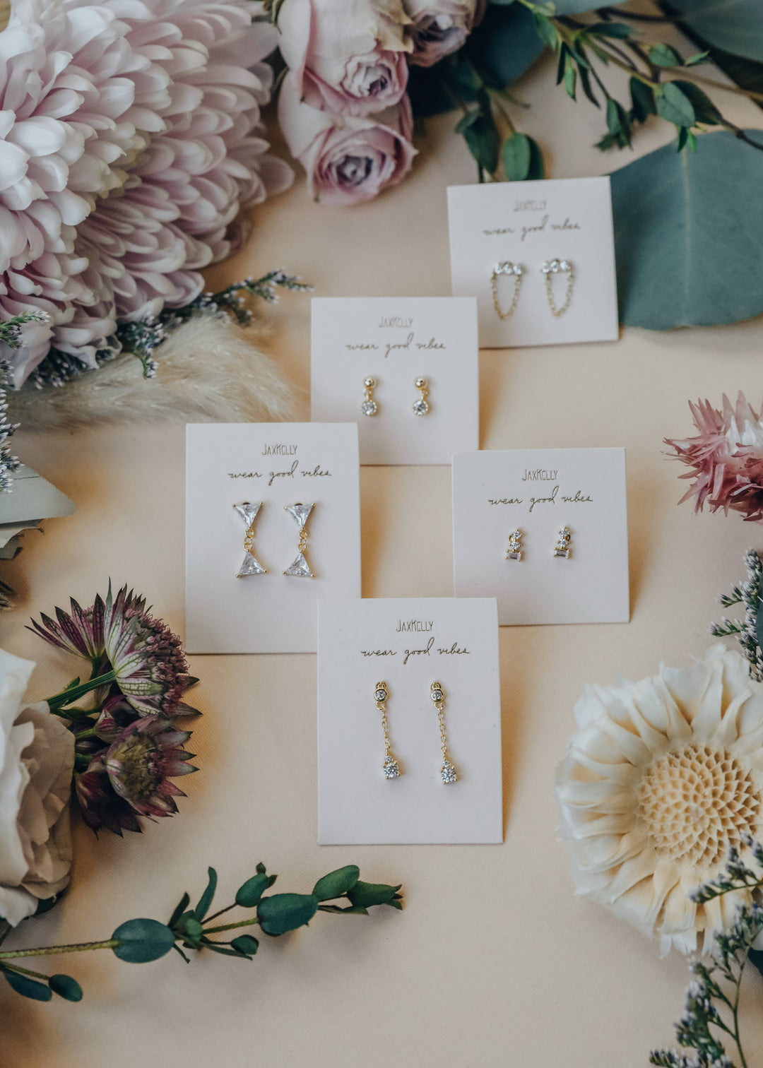 Dual Triangle Drop - Gold Earrings