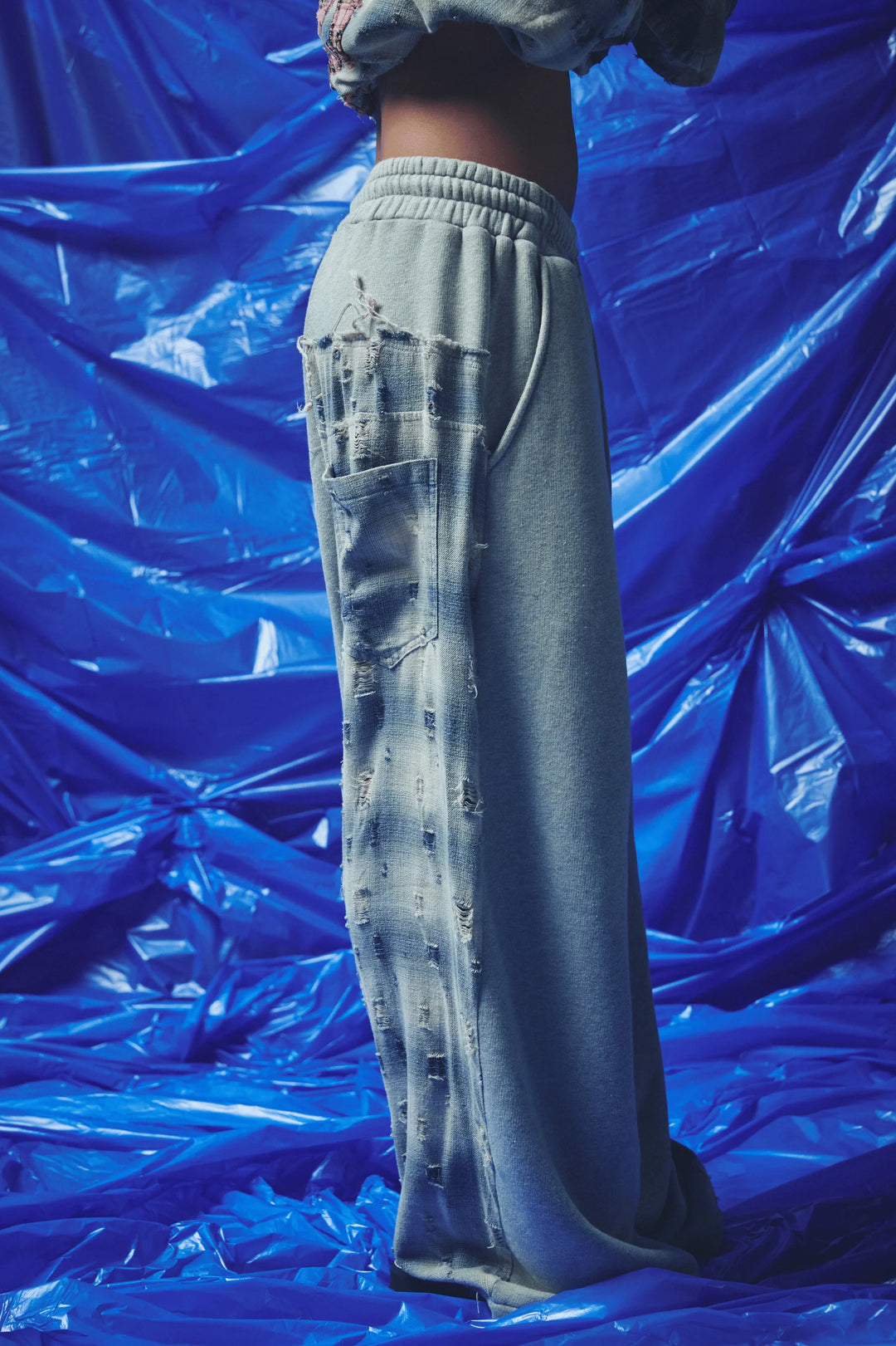 Sabbi Check Mate Wide Leg Trackies - Blue