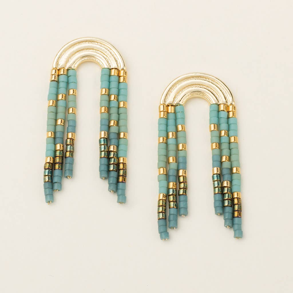 Chromacolor Miyuki Rainbow Fringe Earring - Turquoise/Mint/G - Meadow Collectiveearrings