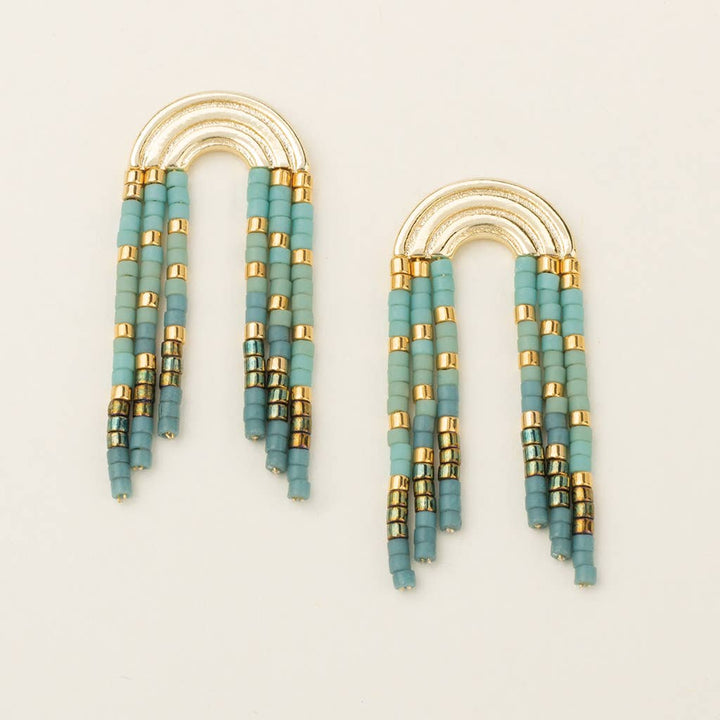 Chromacolor Miyuki Rainbow Fringe Earring - Turquoise/Mint/G - Meadow Collectiveearrings