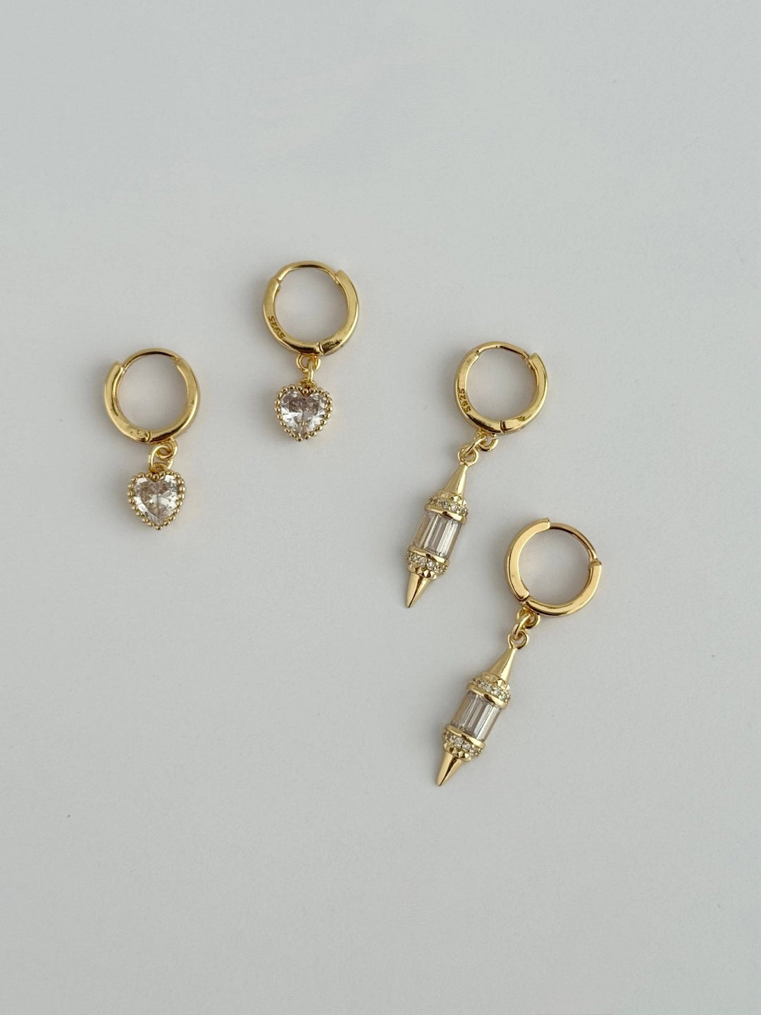 Claire CZ Heart Huggie Earrings – 18k Gold Vermeil over Sterling Silver - Meadow Collectiveearrings