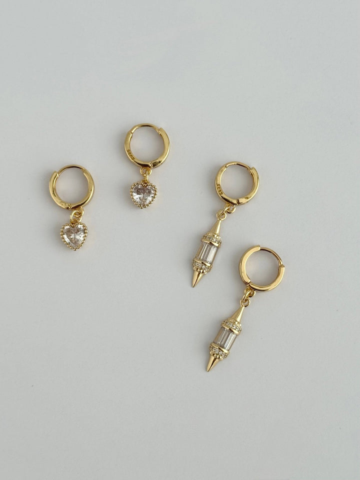 Claire CZ Heart Huggie Earrings – 18k Gold Vermeil over Sterling Silver - Meadow Collectiveearrings