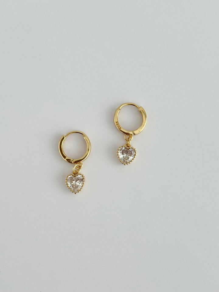 Claire CZ Heart Huggie Earrings – 18k Gold Vermeil over Sterling Silver - Meadow Collectiveearrings